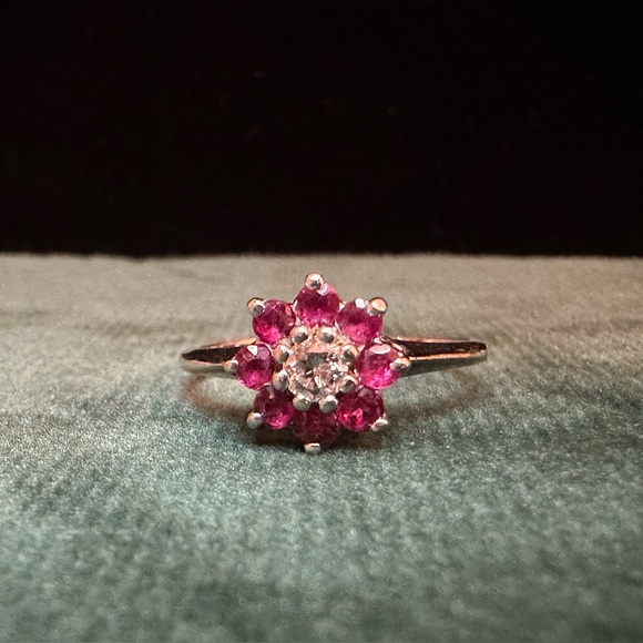 Jewelry - Ruby and Diamond ring 14k solid white gold genuine gems